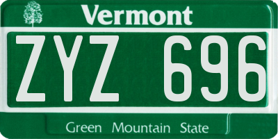 VT license plate ZYZ696