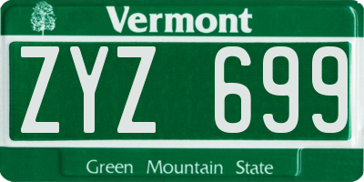 VT license plate ZYZ699