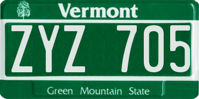 VT license plate ZYZ705