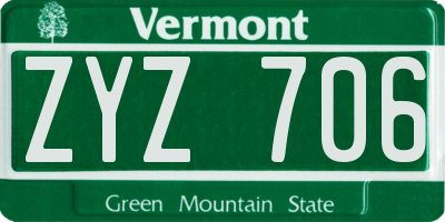 VT license plate ZYZ706