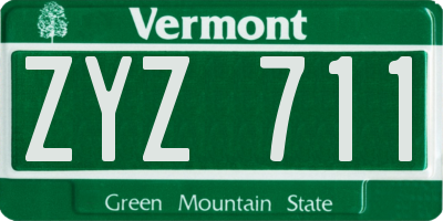 VT license plate ZYZ711