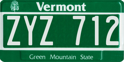 VT license plate ZYZ712