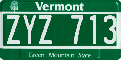 VT license plate ZYZ713