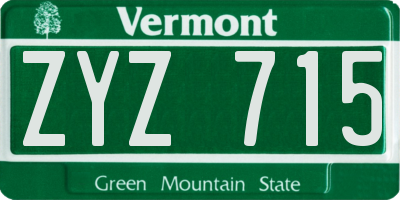 VT license plate ZYZ715