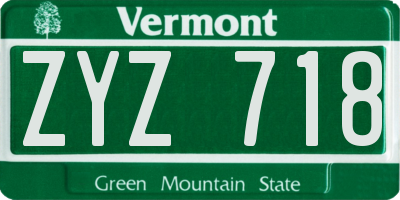 VT license plate ZYZ718