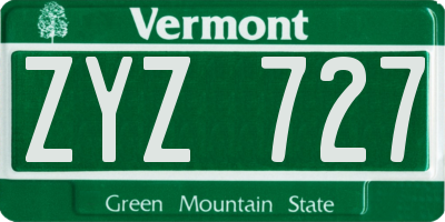 VT license plate ZYZ727