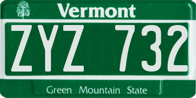 VT license plate ZYZ732