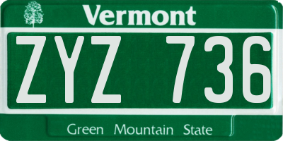 VT license plate ZYZ736