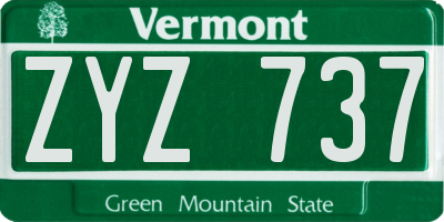 VT license plate ZYZ737