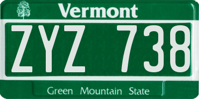 VT license plate ZYZ738