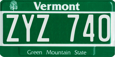 VT license plate ZYZ740