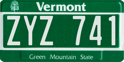 VT license plate ZYZ741