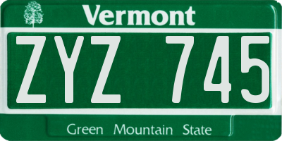 VT license plate ZYZ745