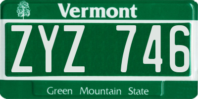 VT license plate ZYZ746