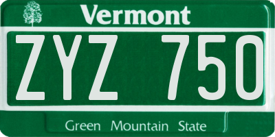 VT license plate ZYZ750