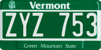 VT license plate ZYZ753