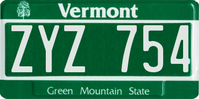 VT license plate ZYZ754