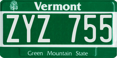 VT license plate ZYZ755