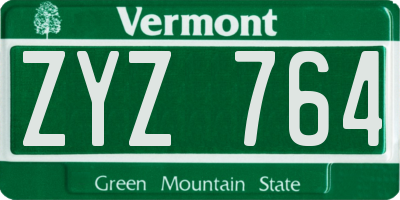 VT license plate ZYZ764