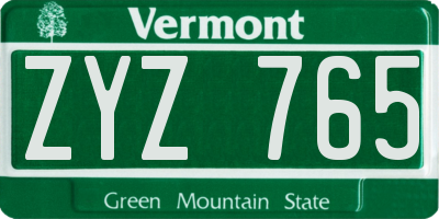 VT license plate ZYZ765
