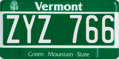 VT license plate ZYZ766