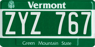 VT license plate ZYZ767