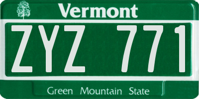 VT license plate ZYZ771