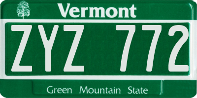 VT license plate ZYZ772