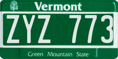 VT license plate ZYZ773