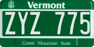 VT license plate ZYZ775