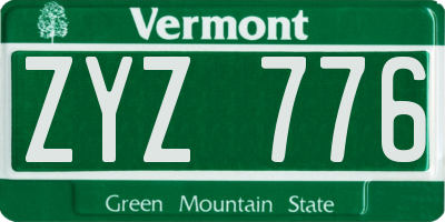 VT license plate ZYZ776