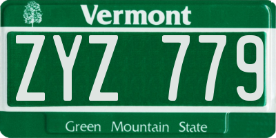 VT license plate ZYZ779