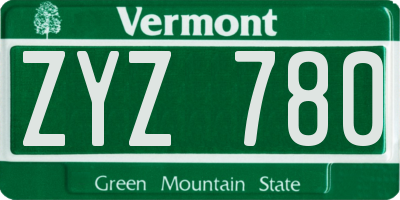 VT license plate ZYZ780