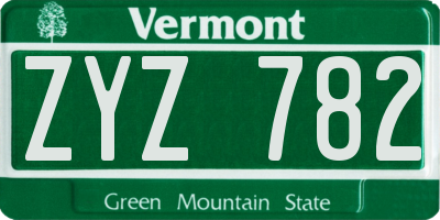 VT license plate ZYZ782