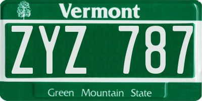 VT license plate ZYZ787