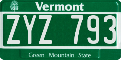 VT license plate ZYZ793
