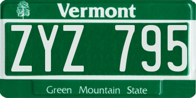 VT license plate ZYZ795