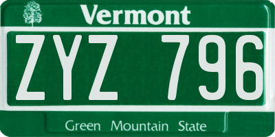 VT license plate ZYZ796