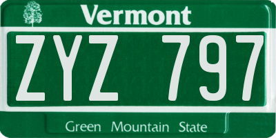 VT license plate ZYZ797