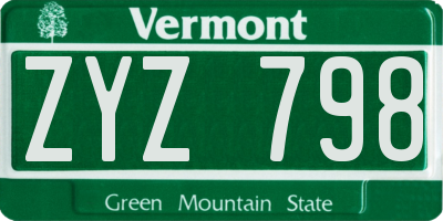 VT license plate ZYZ798