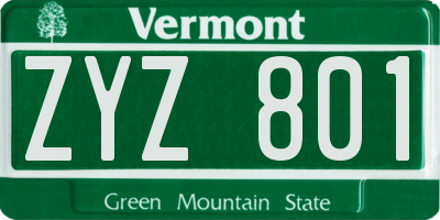 VT license plate ZYZ801
