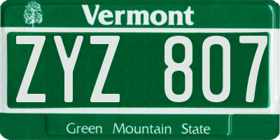 VT license plate ZYZ807