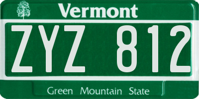 VT license plate ZYZ812
