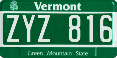 VT license plate ZYZ816
