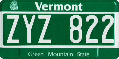 VT license plate ZYZ822