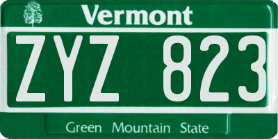 VT license plate ZYZ823