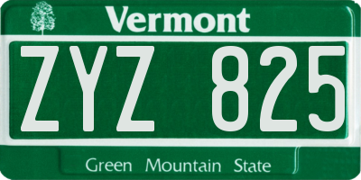 VT license plate ZYZ825
