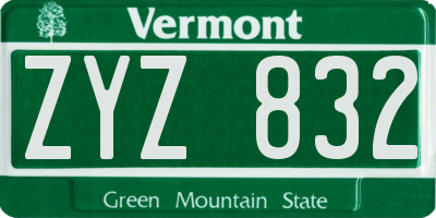 VT license plate ZYZ832