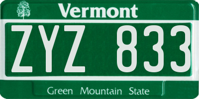 VT license plate ZYZ833