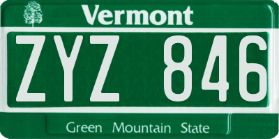 VT license plate ZYZ846